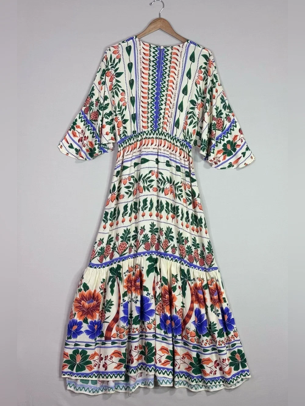 FARM Rio Anthropologie Tropical Botanical Tiered Maxi Dress Medium Boho - Picture 4 of 6